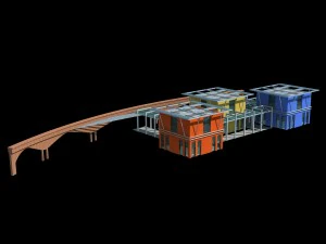 arquitectura urbana - villas de oficinas escolares 9 Modelo 3D