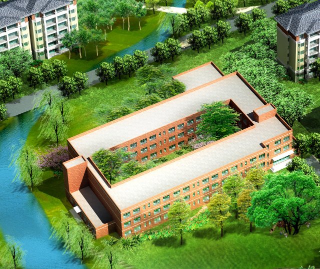 urban architecture - school office villas 12 Modelo 3D .c4d .max .obj .3ds .fbx .stl .blend 