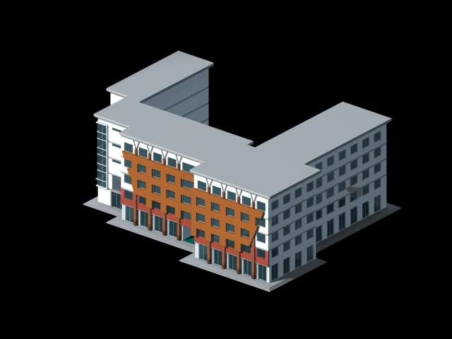 urban architecture - school office villas 19 3D Model .c4d .max .obj .3ds .fbx .stl .blend 