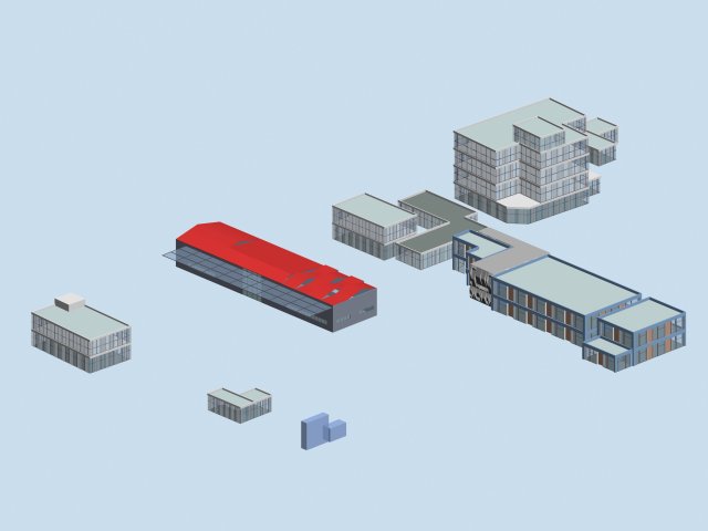 urban architecture - school office villas 50 3D Model .c4d .max .obj .3ds .fbx .stl .blend 