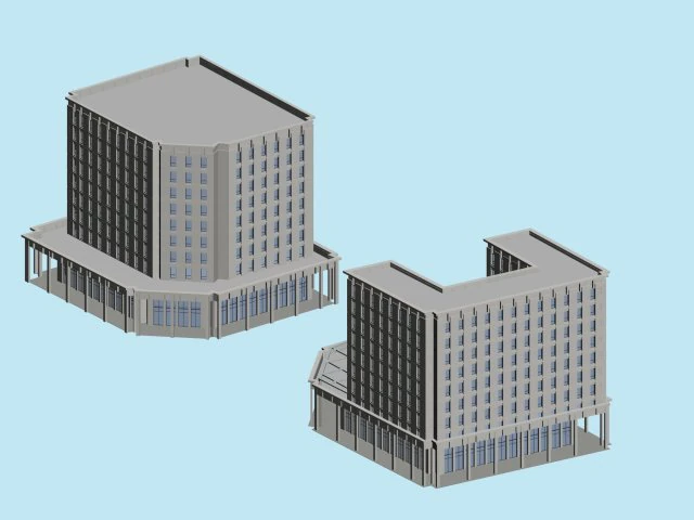 urban architecture - school office villas 72 3D Model .c4d .max .obj .3ds .fbx .stl .blend 