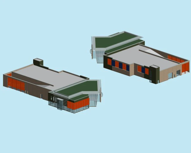 urban architecture - school office villas 74 3D Model .c4d .max .obj .3ds .fbx .stl .blend 