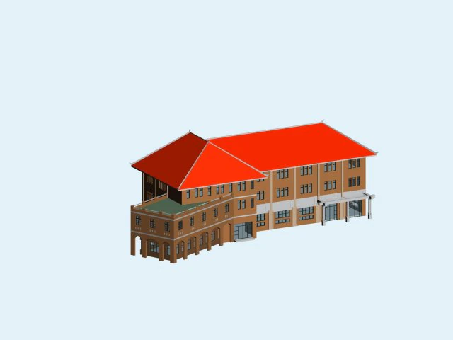 urban architecture - school office villas 83 3D Model .c4d .max .obj .3ds .fbx .stl .blend 