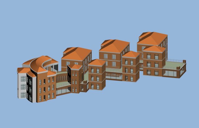urban architecture - school office villas 91 3D Модель .c4d .max .obj .3ds .fbx .stl .blend 