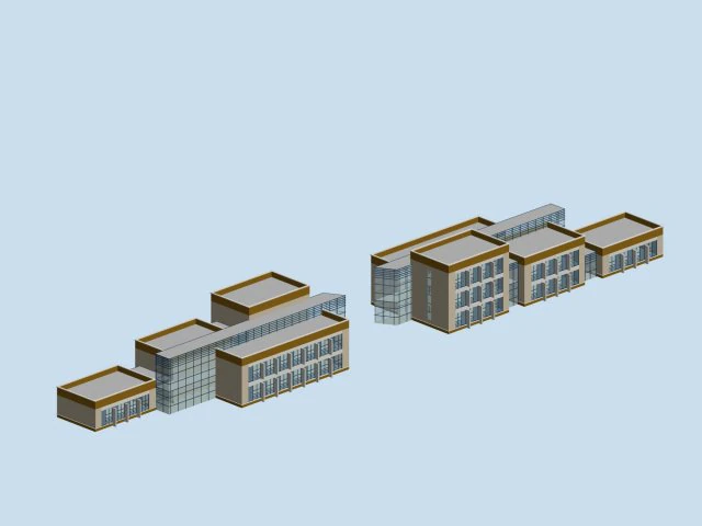 urban architecture - school office villas 94 3D Model .c4d .max .obj .3ds .fbx .stl .blend 