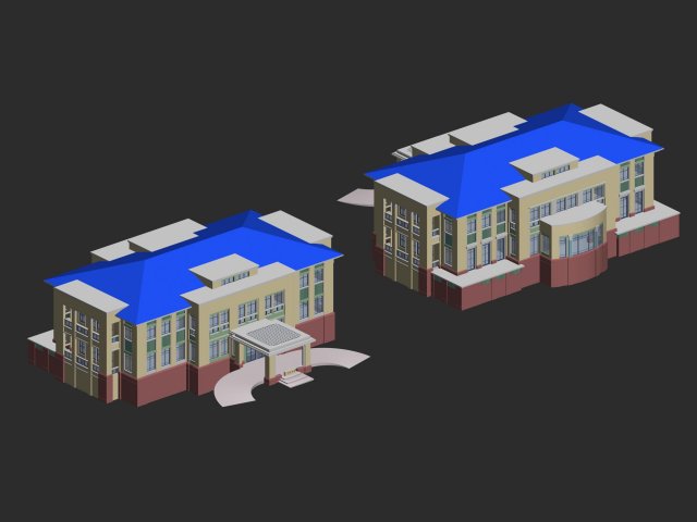 urban architecture - school office villas 126 Modèle 3D .c4d .max .obj .3ds .fbx .stl .blend 
