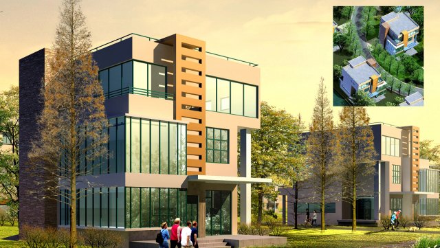 urban architecture - school office villas 162 Model 3D .c4d .max .obj .3ds .fbx .stl .blend 