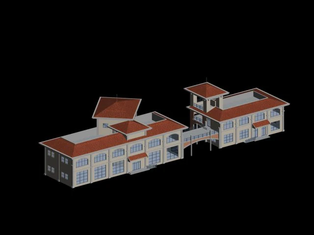 urban architecture - school office villas 171 3D Model .c4d .max .obj .3ds .fbx .stl .blend 