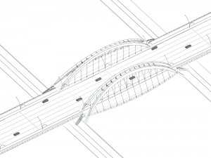 city building - big bridge 3 Model 3D