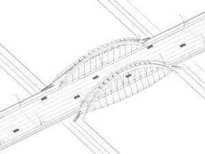 city building - big bridge 3 3D Model