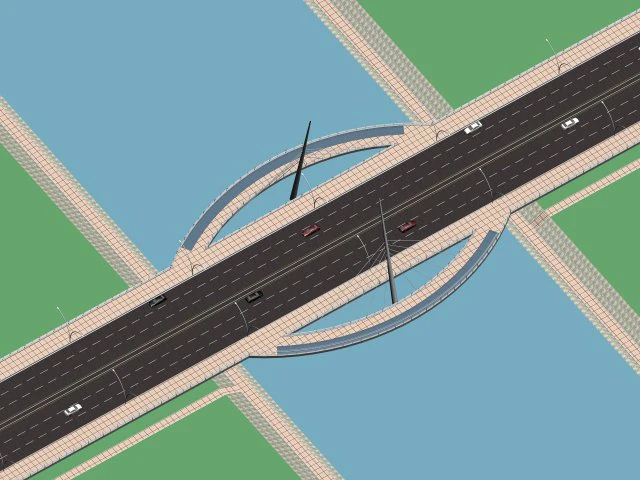 city building - big bridge 5 3D Model .c4d .max .obj .3ds .fbx .stl .blend 