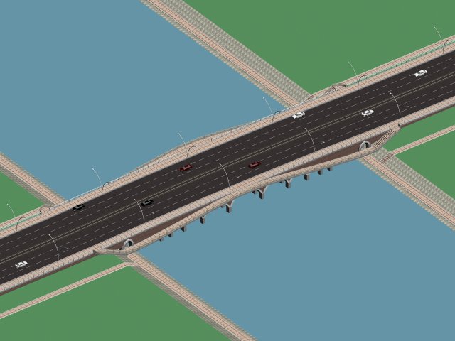 city building - big bridge 6 Modello 3D .c4d .max .obj .3ds .fbx .stl .blend 