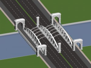 city building - big bridge 10 3Dモデル