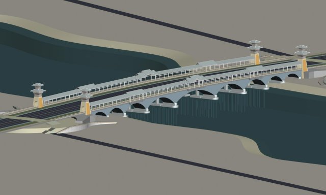 city building - big bridge 11 3D Модель .c4d .max .obj .3ds .fbx .stl .blend 