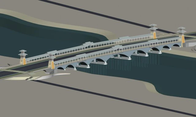 city building - big bridge 11 3D Model .c4d .max .obj .3ds .fbx .stl .blend