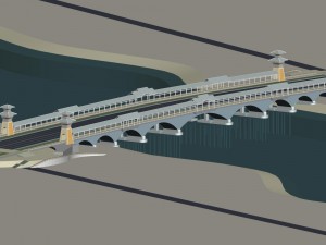 city building - big bridge 11 3Dモデル