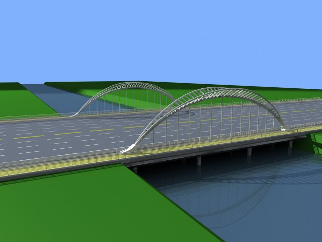 city building - big bridge 14 3D 모델 .c4d .max .obj .3ds .fbx .stl .blend 