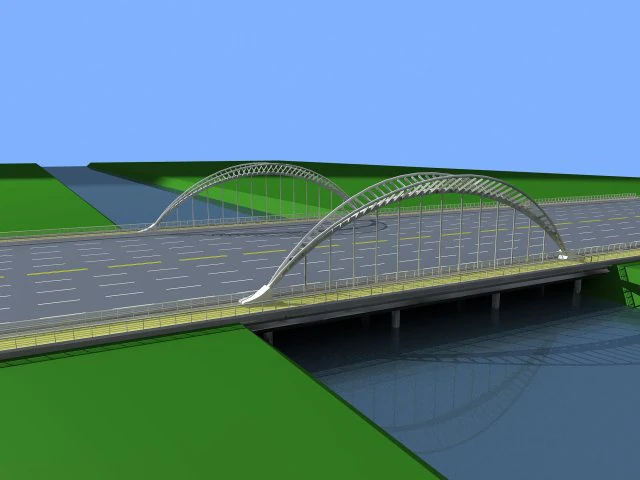 city building - big bridge 14 3D Model .c4d .max .obj .3ds .fbx .stl .blend 