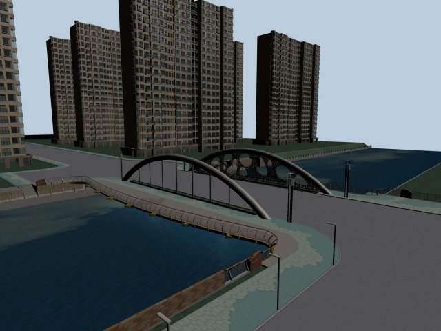 city building - big bridge 15 Modèle 3D .c4d .max .obj .3ds .fbx .stl .blend 