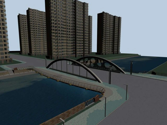 city building - big bridge 15 3D Model .c4d .max .obj .3ds .fbx .stl .blend