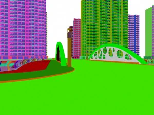 city building - big bridge 15 3D Model