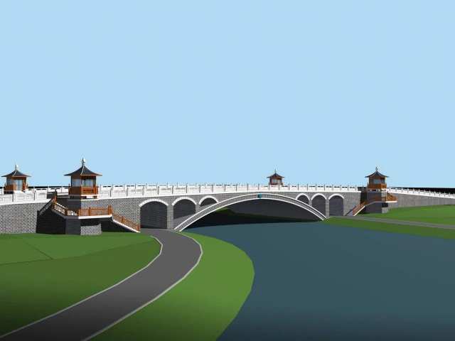 city building - big bridge 18 3D Model .c4d .max .obj .3ds .fbx .stl .blend