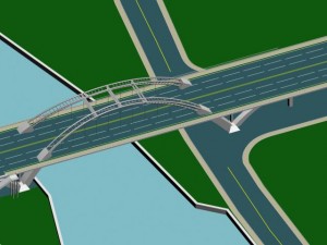 city building - big bridge 19 3Dモデル