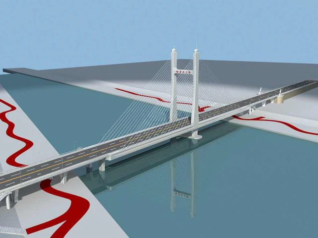 city building - big bridge 24 3D Model .c4d .max .obj .3ds .fbx .stl .blend 