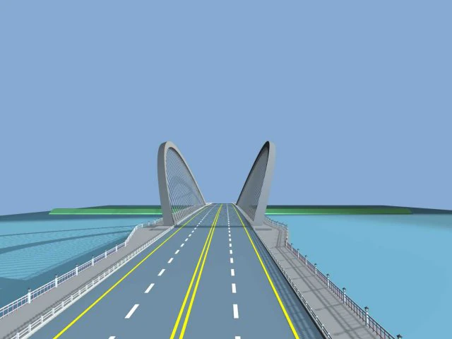 city building - big bridge 26 3D Model .c4d .max .obj .3ds .fbx .stl .blend 