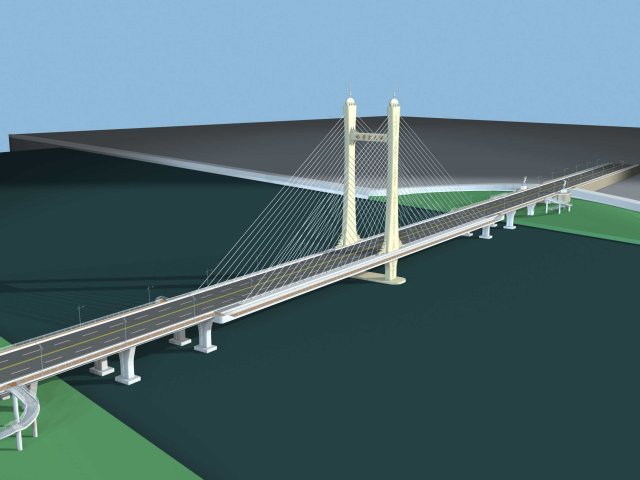 city building - big bridge 28 3D 모델 .c4d .max .obj .3ds .fbx .stl .blend 