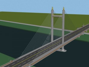 city building - big bridge 30 3D Model