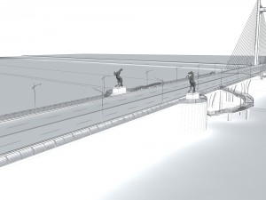 city building - big bridge 30 Model 3D