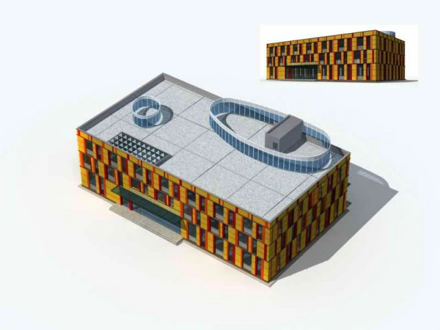 city - multi-storey commercial office building 10 3D Model .c4d .max .obj .3ds .fbx .stl .blend 