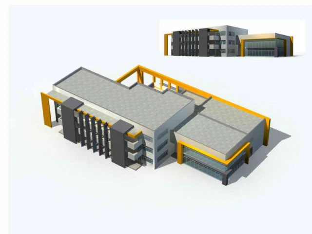 city - multi-storey commercial office building 11 3D Model .c4d .max .obj .3ds .fbx .stl .blend 