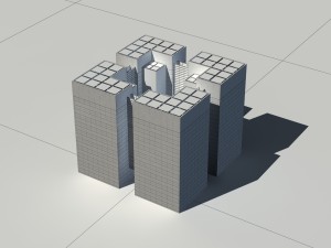 city - multi-storey commercial office building 12 Model 3D