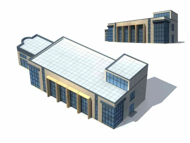city - multi-storey commercial office building 14 3D Model .c4d .max .obj .3ds .fbx .stl .blend 
