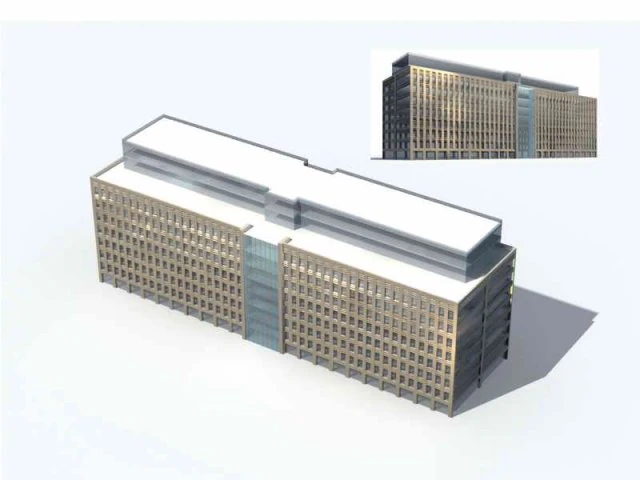 city - multi-storey commercial office building 25 3D Model .c4d .max .obj .3ds .fbx .stl .blend 