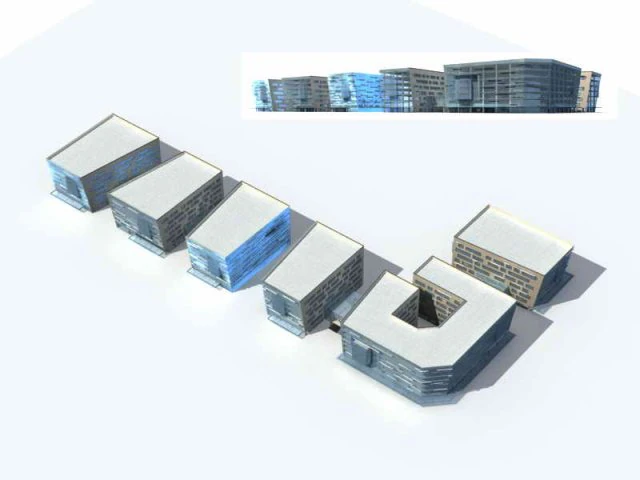 city - multi-storey commercial office building 27 3D Model .c4d .max .obj .3ds .fbx .stl .blend 