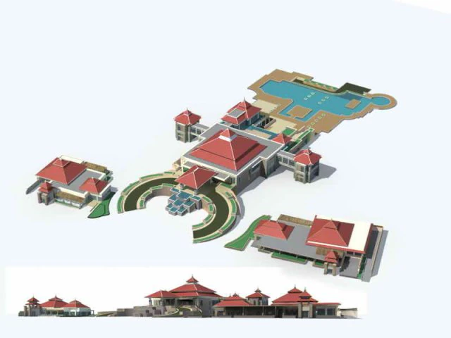 city - multi-storey commercial office building 52 3D Model .c4d .max .obj .3ds .fbx .stl .blend
