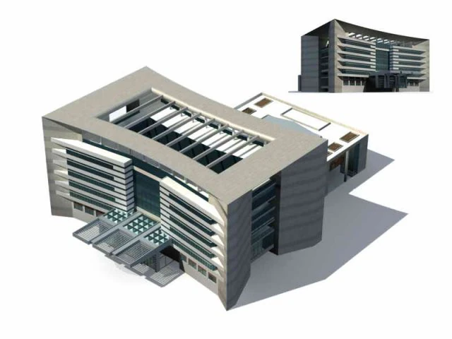city - multi-storey commercial office building 73 3D Model .c4d .max .obj .3ds .fbx .stl .blend 