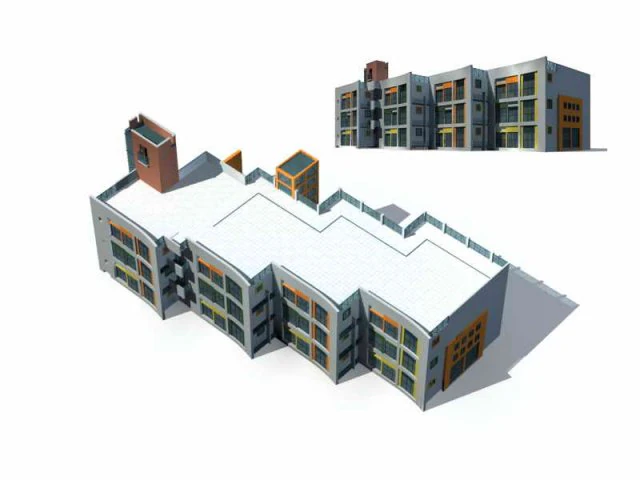 city - multi-storey commercial office building 82 3D Model .c4d .max .obj .3ds .fbx .stl .blend 