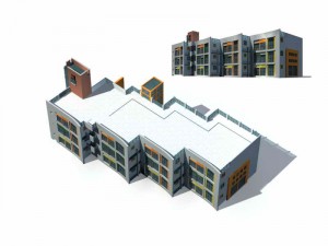 city - multi-storey commercial office building 82 Modello 3D