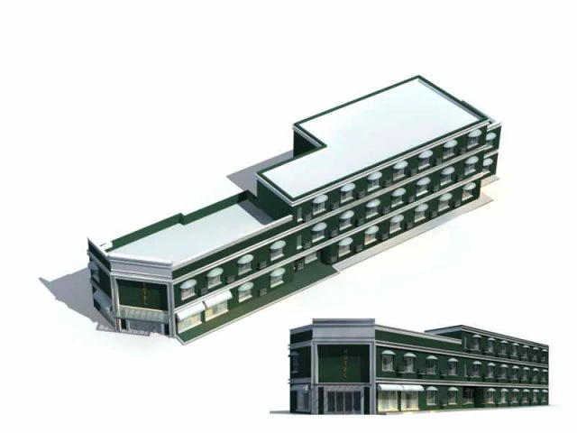 city - multi-storey commercial office building 84 3D Model .c4d .max .obj .3ds .fbx .stl .blend 