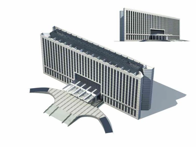 city - multi-storey commercial office building 90 3D Model .c4d .max .obj .3ds .fbx .stl .blend 