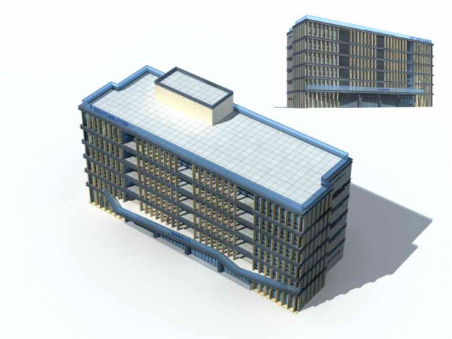 city - multi-storey commercial office building 97 3D Модель .c4d .max .obj .3ds .fbx .stl .blend 