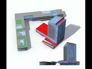 city - multi-storey commercial office building 105 Modèle 3D