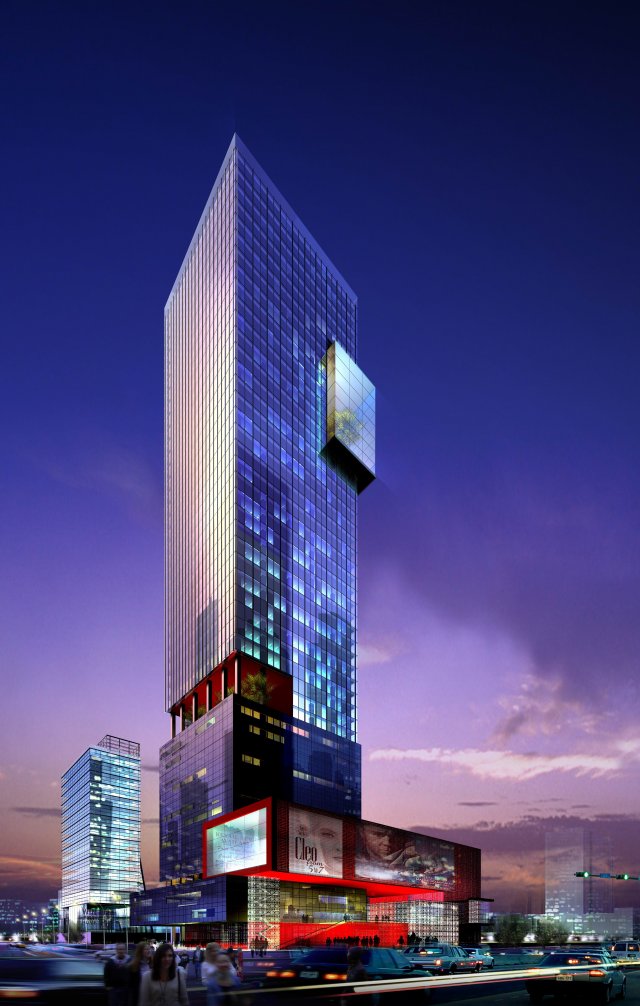 city - multi-storey commercial office building 107 3Dモデル .c4d .max .obj .3ds .fbx .stl .blend 