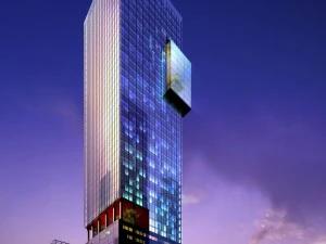 город - многоэтажное торгово-офисное здание 107 3D Модель