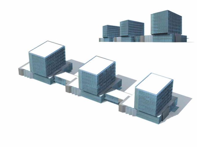 city - multi-storey commercial office building 108 3D Model .c4d .max .obj .3ds .fbx .stl .blend 