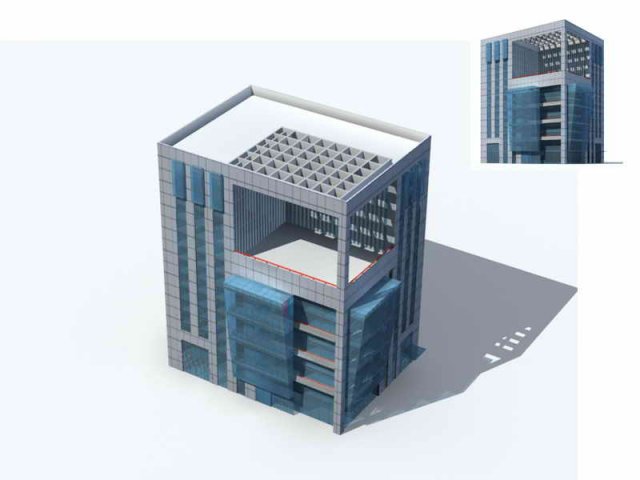 city - multi-storey commercial office building 110 3D Model .c4d .max .obj .3ds .fbx .stl .blend